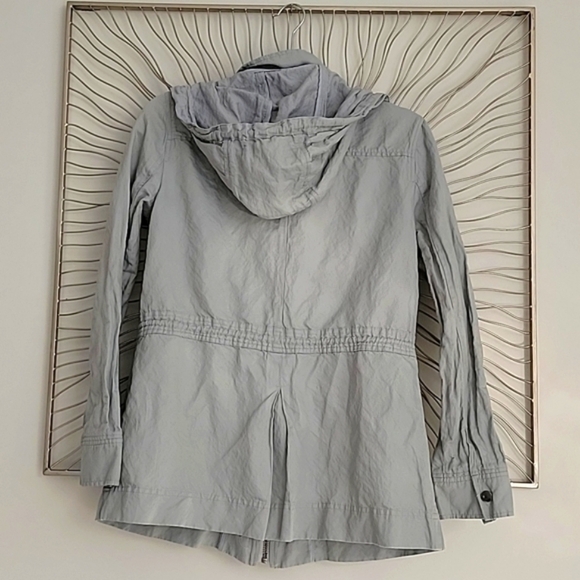 JOIE Vera Jane Hooded Field Utility Trench Coat Jacket Size Small Silver Gray - Picture 6 of 7